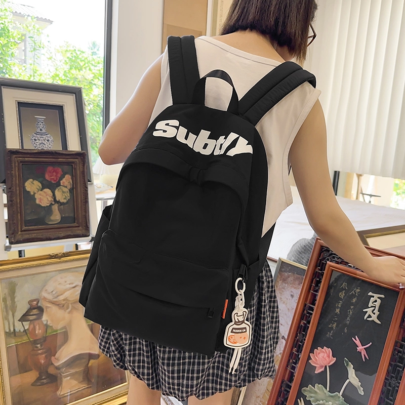 醇龙 日系书包高中大学生初中生结实韩版大容量百搭校园潮 尼龙 双肩包 男女同款情侣款 黑色/卡其色/绿色/白色/紫色