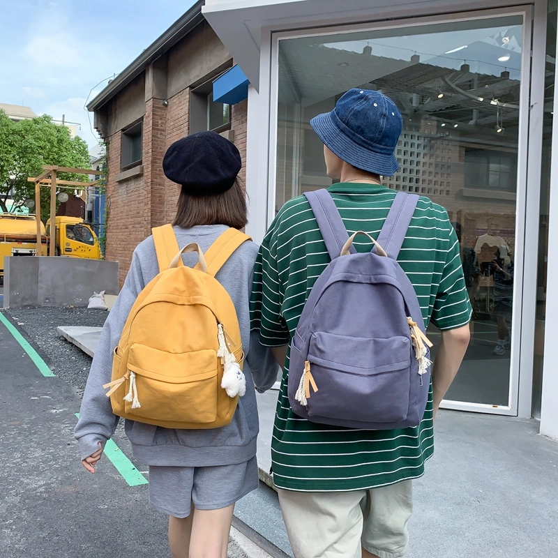醇龙 日系韩版小清新校园 帆布 书包背包双肩包 常规 男女同款情侣款 黑色/白色/黄色/蓝色/绿色