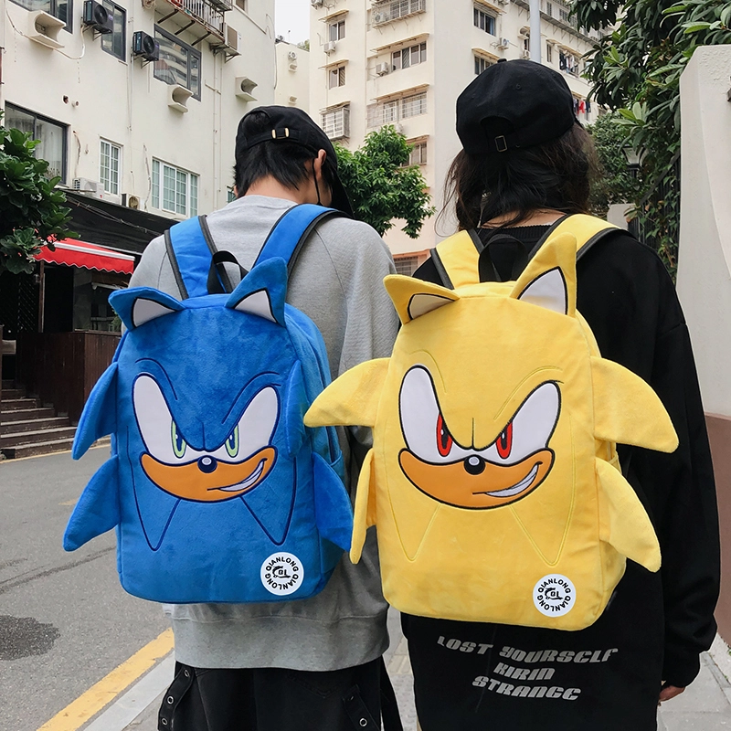 醇龙 卡通初高中大学生高颜值可爱小众设计感轻便 毛绒 书包双肩包 常规 男女同款情侣款 黑色/蓝色/黄色