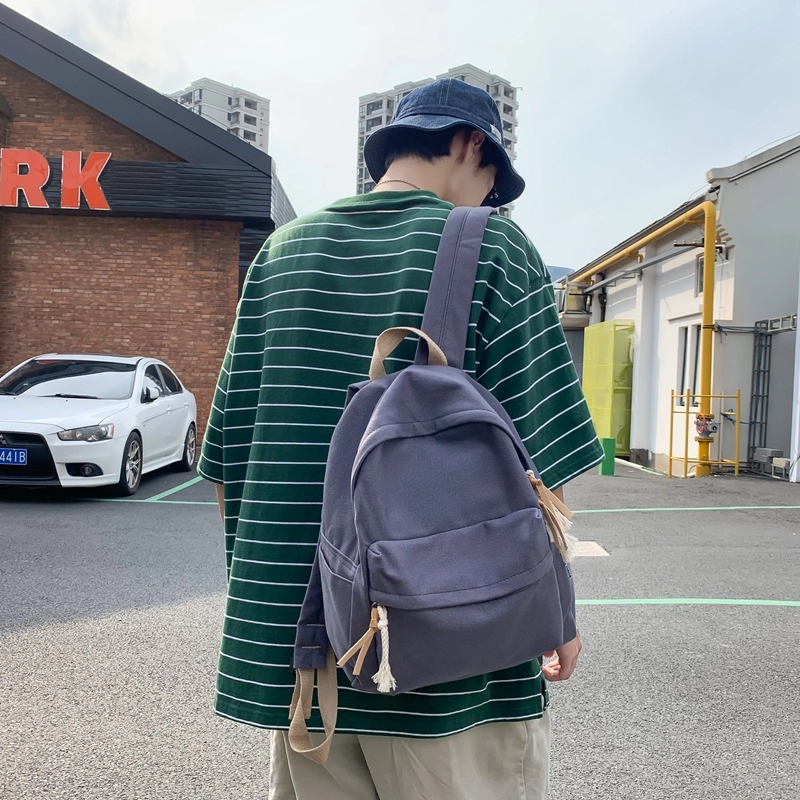 醇龙 日系韩版小清新校园 帆布 书包背包双肩包 常规 男女同款情侣款 黑色/白色/黄色/蓝色/绿色