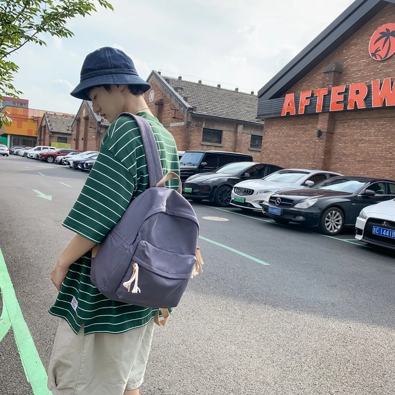 醇龙 日系韩版小清新校园 帆布 书包背包双肩包 常规 男女同款情侣款 黑色/白色/黄色/蓝色/绿色