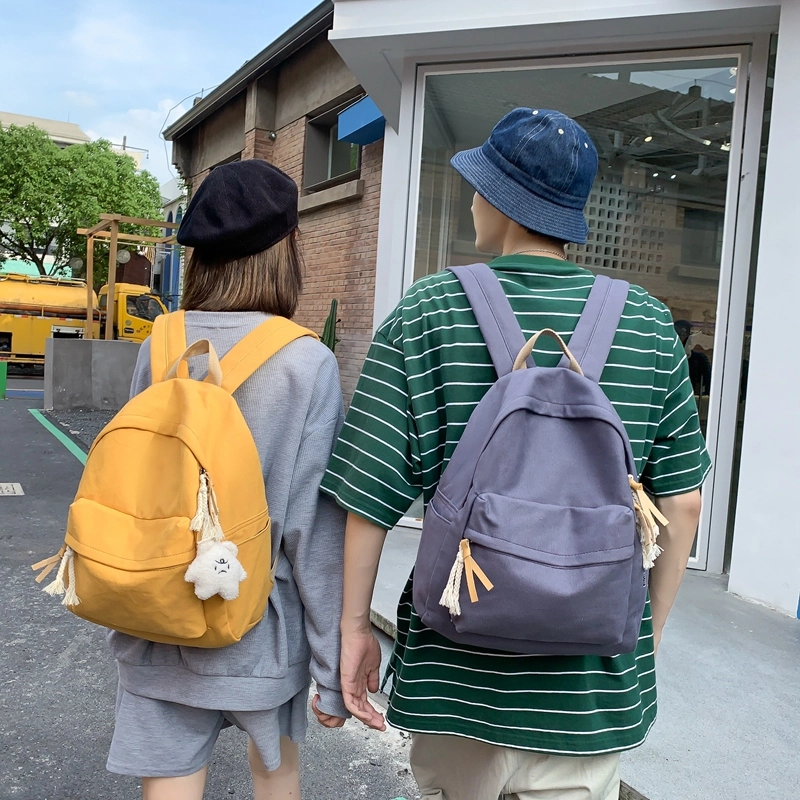 醇龙 日系韩版小清新校园 帆布 书包背包双肩包 常规 男女同款情侣款 黑色/白色/黄色/蓝色/绿色