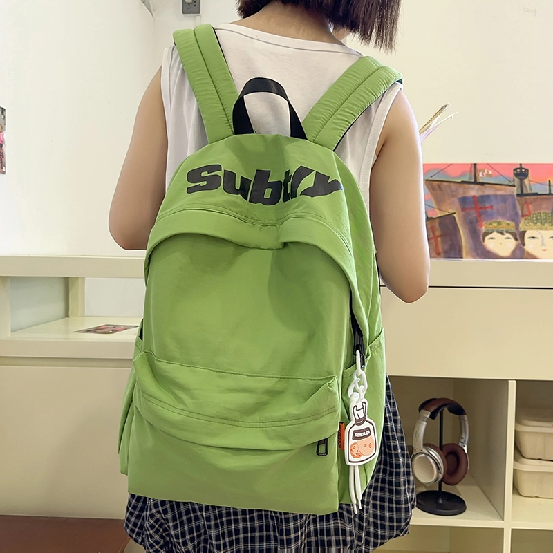 醇龙 日系书包高中大学生初中生结实韩版大容量百搭校园潮 尼龙 双肩包 男女同款情侣款 黑色/卡其色/绿色/白色/紫色