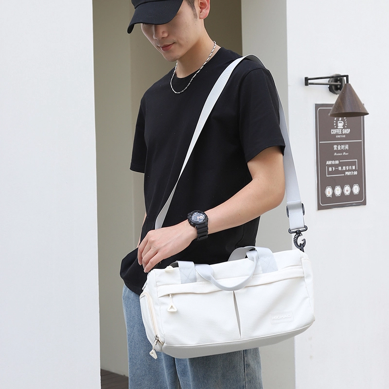 醇龙 时尚百搭便携大容量 尼龙 健身包 中号 男女同款情侣款 米白色/黑色/粉色/蓝色