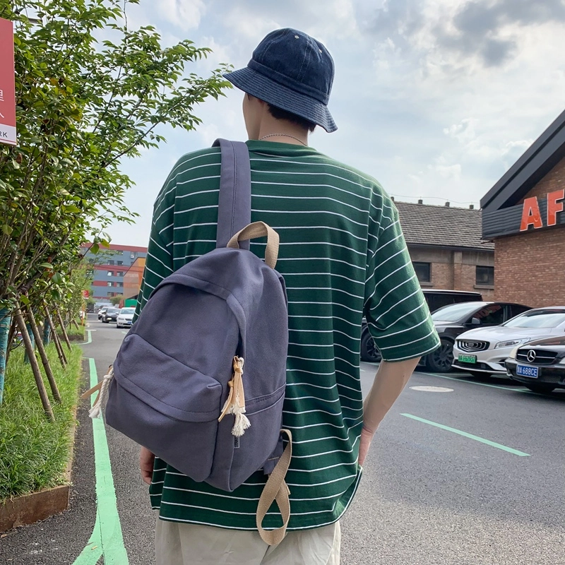 醇龙 日系韩版小清新校园 帆布 书包背包双肩包 常规 男女同款情侣款 黑色/白色/黄色/蓝色/绿色