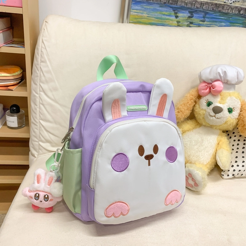 醇龙 幼儿园书包便携童趣宝宝背包卡通可爱小兔子 尼龙 双肩包 儿童款 白色/蓝色/紫色/粉色/黄色