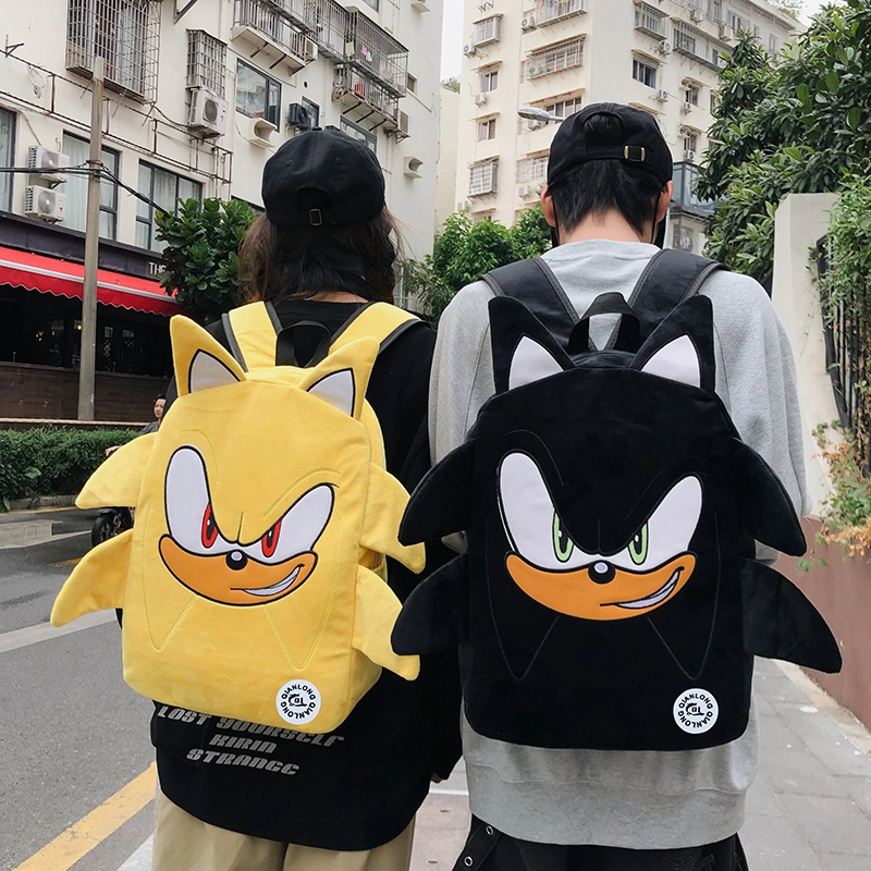 醇龙 卡通初高中大学生高颜值可爱小众设计感轻便 毛绒 书包双肩包 常规 男女同款情侣款 黑色/蓝色/黄色