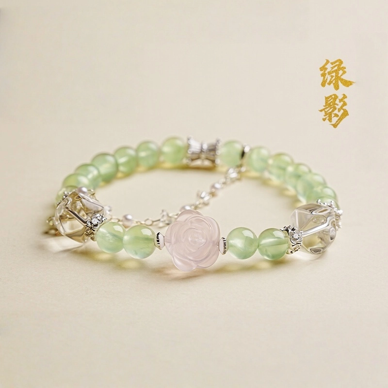 赤藤 吉祥如意诸事顺心心想事成好运连连中式国潮复古风清新甜美优雅百搭时来运转 白水晶 手串 女款