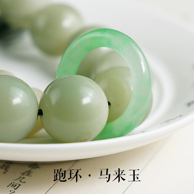 赤藤 好运连连八方来财万事顺遂新中式国潮时尚简约渐变绿配饰文玩跑环流苏手持盘玩佛珠 菩提根 手串 男女同款情侣款