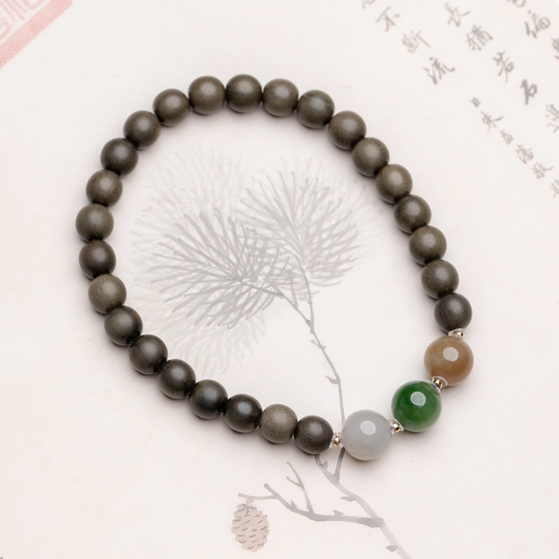 赤藤 财源广进招财纳福好事花生新中式国潮文玩古风简约时尚小众设计复古配饰好运连连招财进宝 檀木 手串 男女同款情侣款