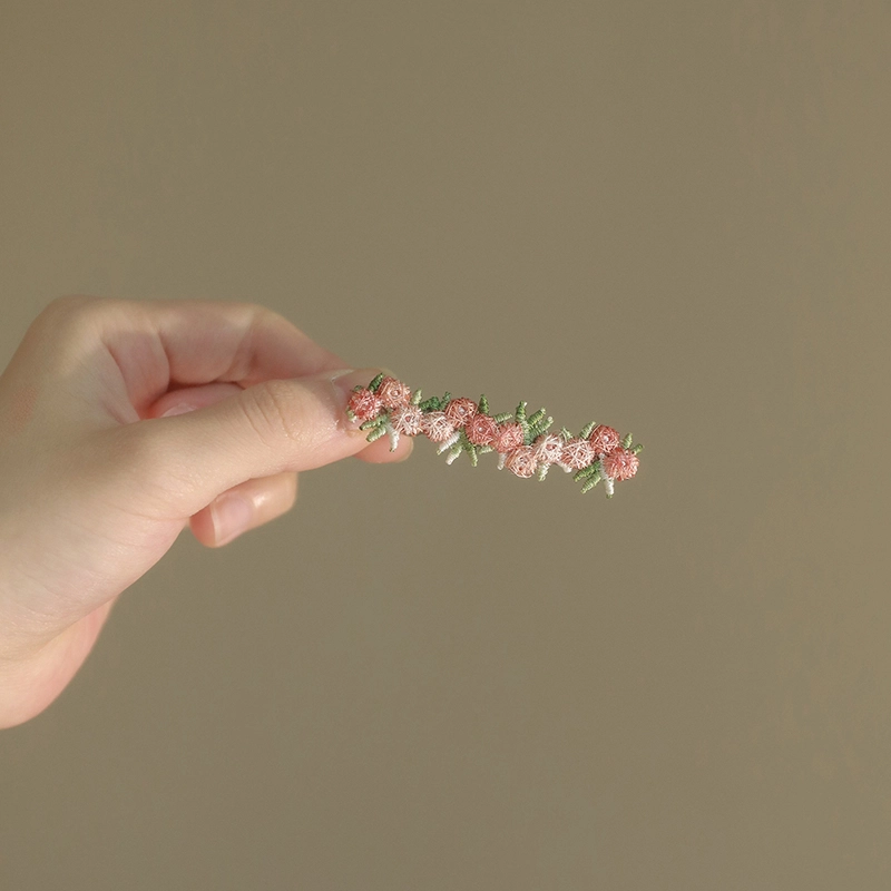 如花梦 粉色爱心花朵高级感后脑勺盘发鲨鱼 亚克力 发夹 女款