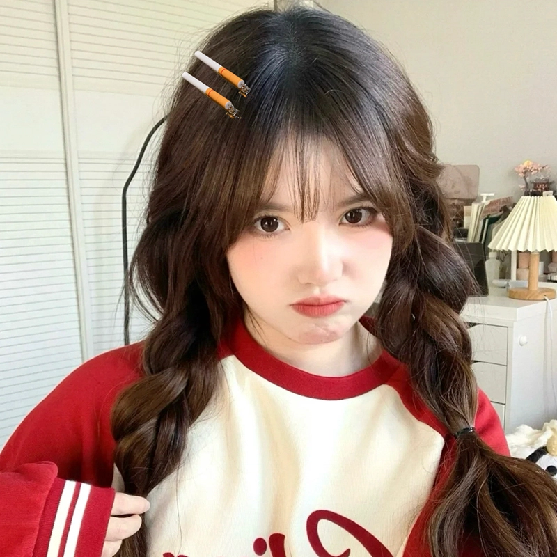 如花梦 搞怪仿真香烟辣妹侧边夹 个性趣味鸭嘴夹 亚克力 发夹 男女同款情侣款
