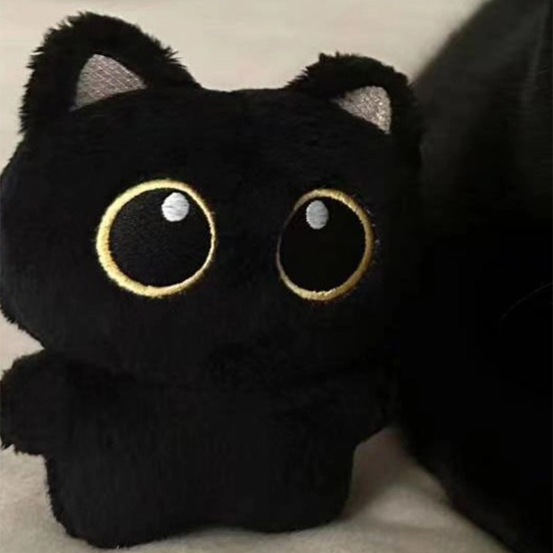 如花梦 黑猫玩偶公仔可爱猫咪 布艺 钥匙扣 男女同款情侣款