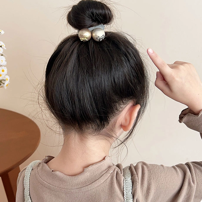 如花梦 可爱小女孩蝴蝶结珍珠发饰发绳 日常高弹力小孩子不伤发发圈 儿童百搭马尾丸子头皮筋头绳 女款