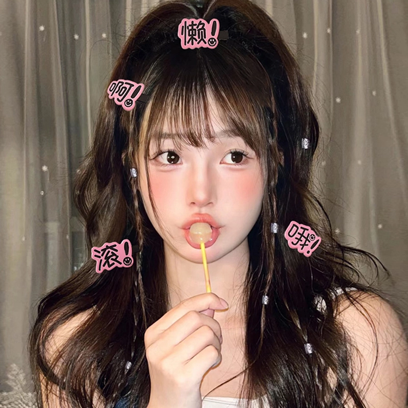 如花梦 搞怪表情包趣味文字字牌刘海夹一字夹 亚克力 发夹 女款