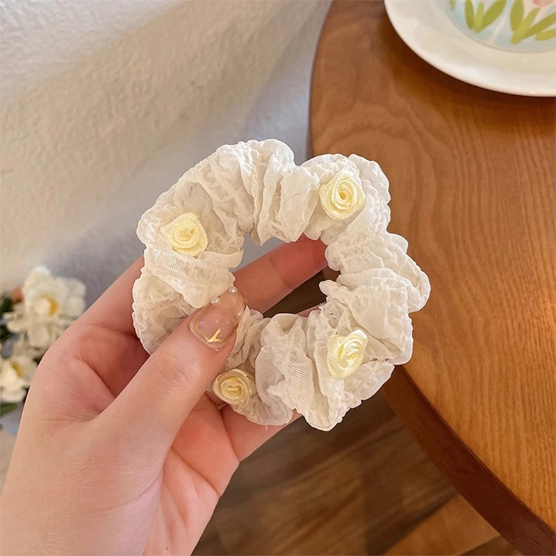 如花梦 高级感蓝白波点可爱扎头发 布艺 发圈 女款