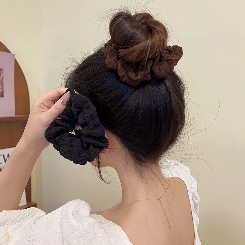 如花梦 甜美蓬松奶油泡泡大肠发圈 复古褶皱丸子头发饰发绳 日常百搭不伤发无痕头绳 女款