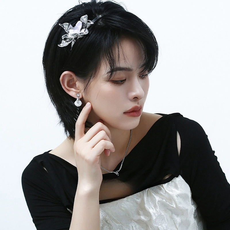 如花梦 小众高级感冷淡风设计感网红耳饰锆石复古轻奢 树脂珍珠玻璃 耳环 女款