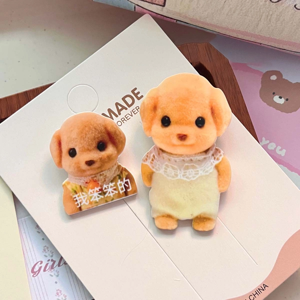 如花梦 可爱贵宾犬小鼻嘎卡通额前刘海夹少女心碎发侧边夹 亚克力 发夹 女款
