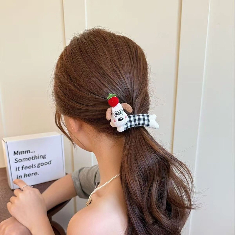 如花梦 可爱万岁 软萌小狗波点侧边夹碎发刘海夹 布艺 发夹 女款