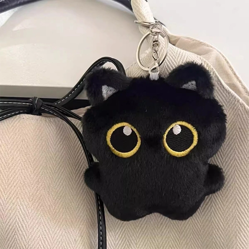 如花梦 黑猫玩偶公仔可爱猫咪 布艺 钥匙扣 男女同款情侣款