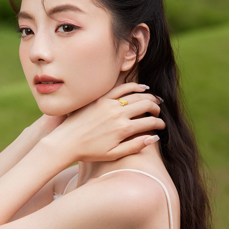 周六福 羽毛指环 精致轻奢小众高级感手饰 足金 按克计价 黄金戒指 女款