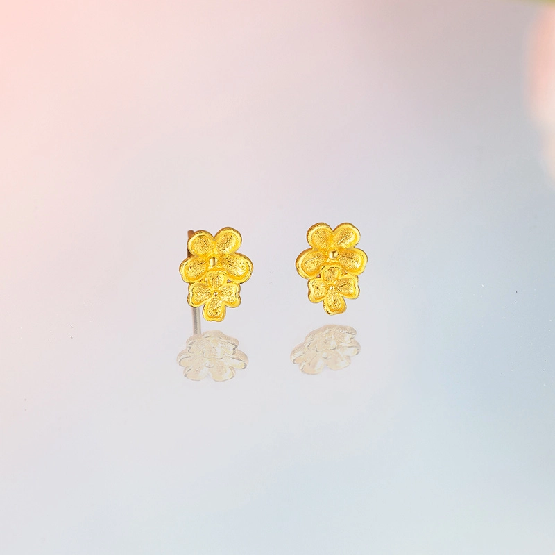 周六福 黄金迎春花耳饰  足金 按克计价 耳钉 女款