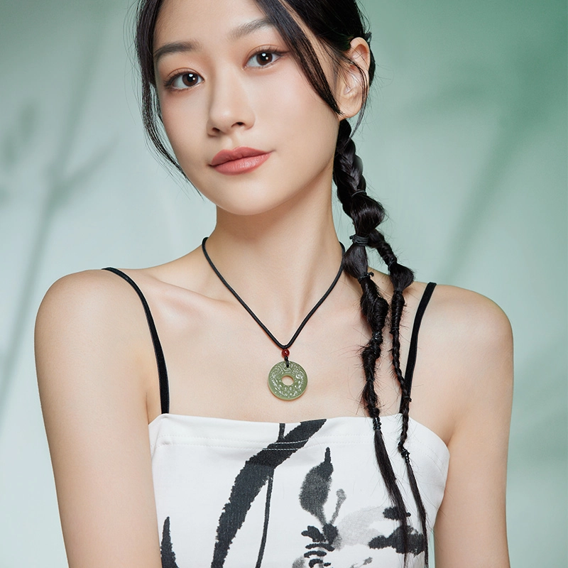 周六福 貔貅平安 和田玉 和田玉项链 男女同款情侣款 青玉