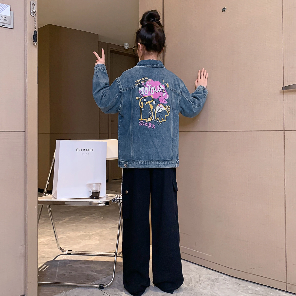 儿童款 唐狮童装 舒适简约百搭牛仔外套 中牛仔蓝