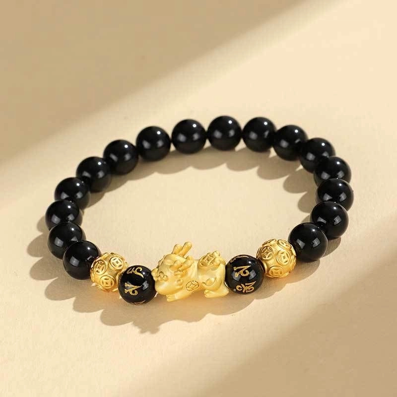 久爱 八方来财貔貅宝宝金钱转运珠手饰 招财暴富吞金兽新中式 纪念日送礼 玛瑙 手串 男女同款情侣款