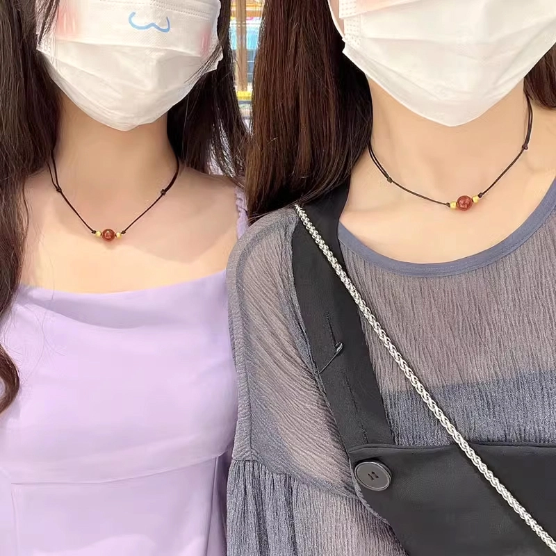 久爱 小金珠锁骨链鸿运当头诸事顺利编织项绳新中式国风小众设计气质 玛瑙 项链 男女同款情侣款