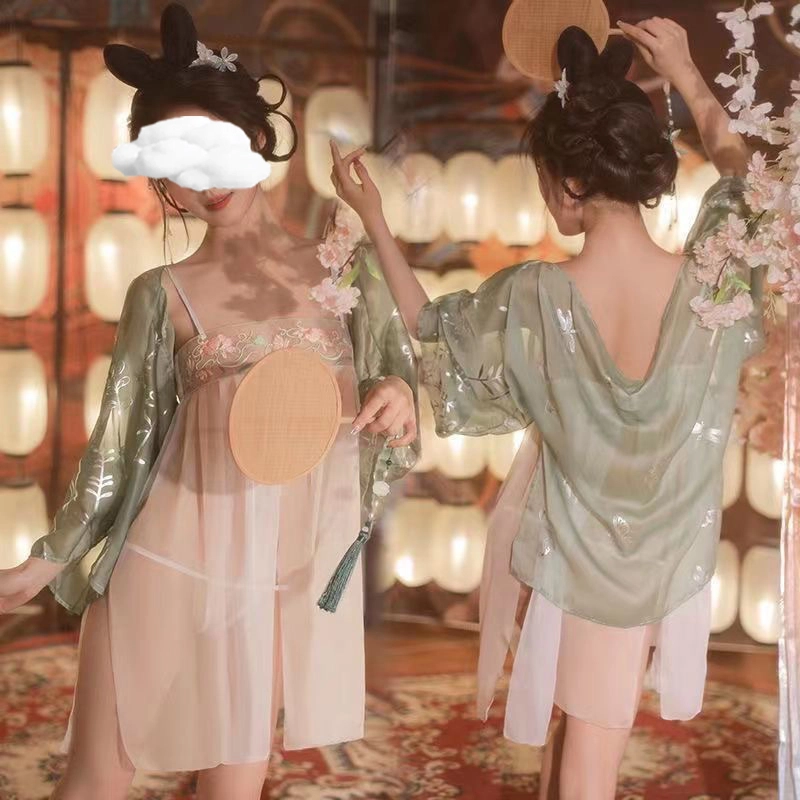 果然熊  大码性感汉服女异域风情衣服服饰妖娆古装吊带雪纺外衫薄裙情趣内衣