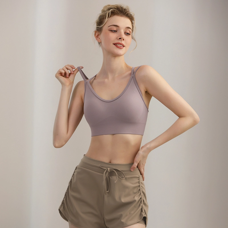 岚纹 纯色舒适防震聚拢搭扣运动内衣 女款