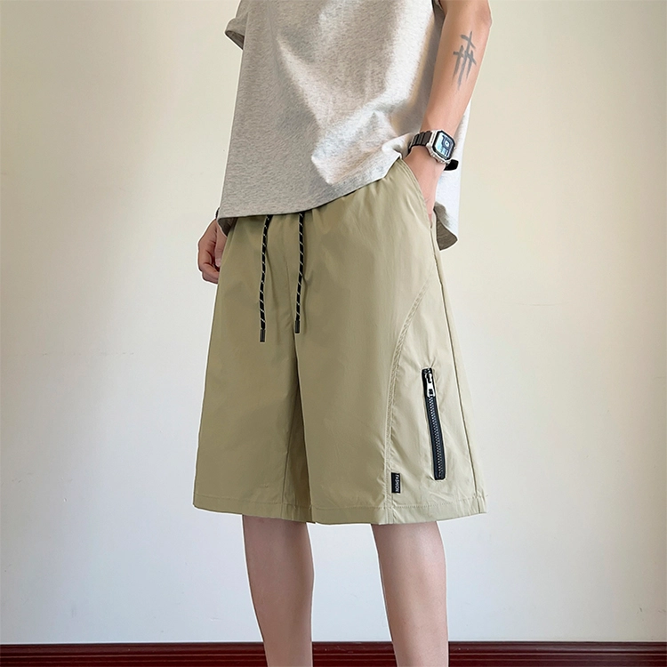 美式简约宽松山系户外机能风侧面拉链拼接口袋设计小众工装裤百搭直筒凉爽轻薄速干通勤百搭休闲短裤 男女同款