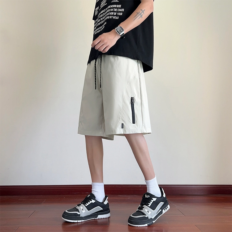 美式简约宽松山系户外机能风侧面拉链拼接口袋设计小众工装裤百搭直筒凉爽轻薄速干通勤百搭休闲短裤 男女同款