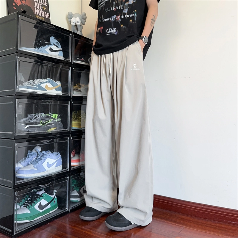顶峰保罗 冰丝薄款纯色直筒阔腿长裤凉感透气速干宽松小众百搭运动潮牌慵懒风舒适休闲裤 男女同款