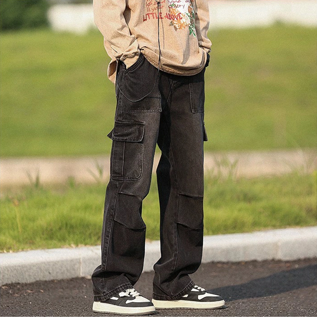 顶峰保罗 美式复古直筒宽松高街牛仔裤 男女同款