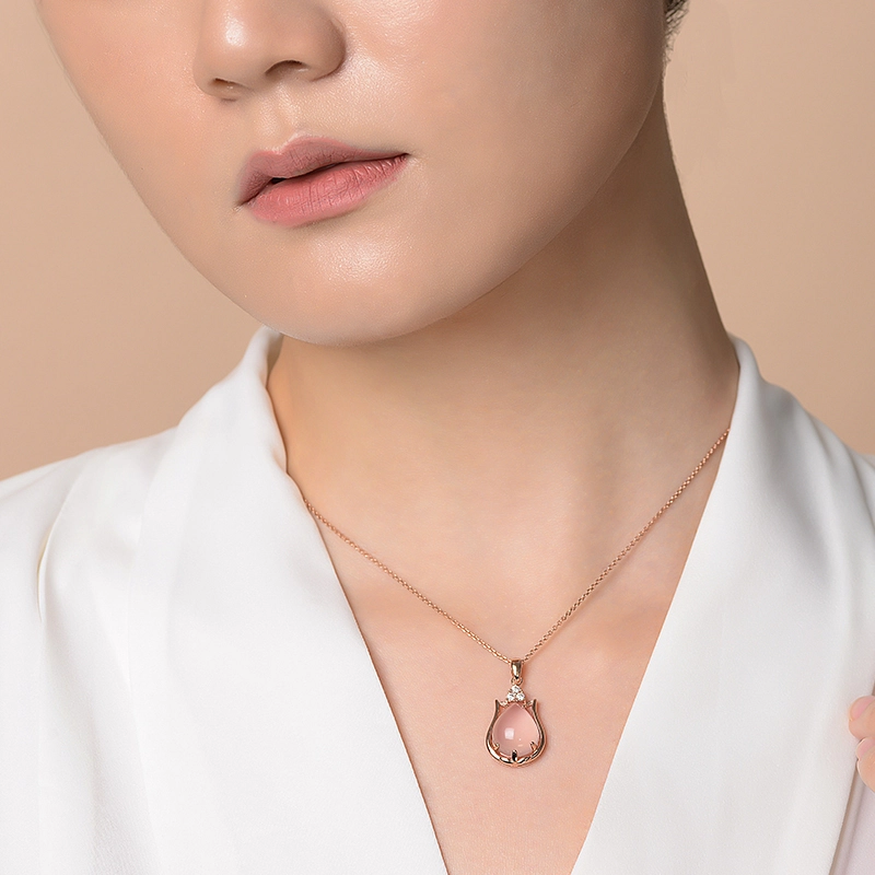 石头记 水滴郁金香冰种粉晶 水晶 项链 女款