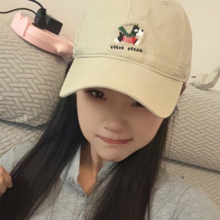 玄唐 可爱小狗刺绣软顶复古百搭大头围显脸小 棉 鸭舌帽 男女同款情侣款