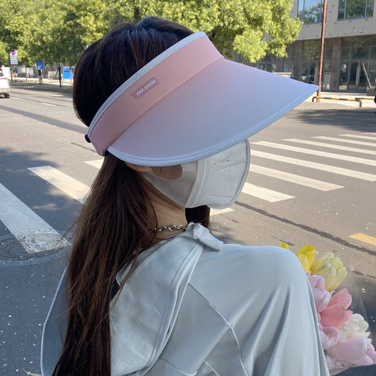 玄唐 大檐防紫外线折叠调节渐变太阳帽户外出行学生时尚百搭遮阳显脸小空顶帽 涤纶 防晒帽 女款