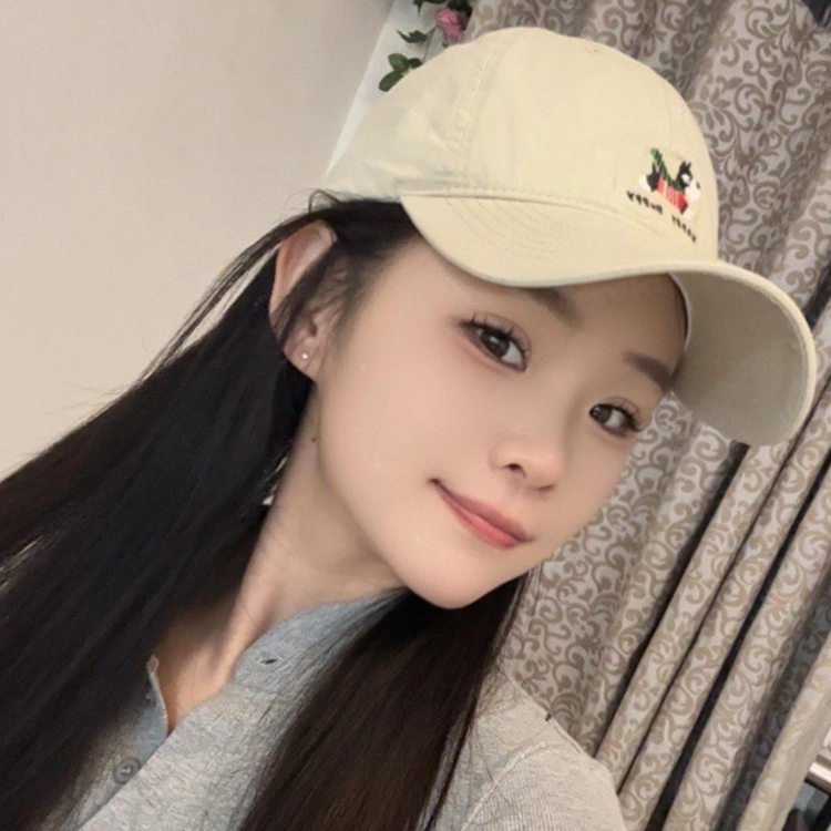 玄唐 可爱小狗刺绣软顶复古百搭大头围显脸小 棉 鸭舌帽 男女同款情侣款