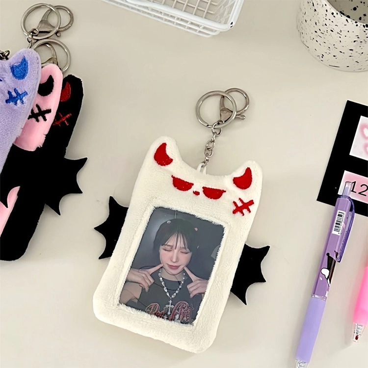 玄唐  小恶魔系列毛绒卡套校园卡饭卡公交卡照片卡套书包背包 聚酯纤维 挂件 男女同款情侣款