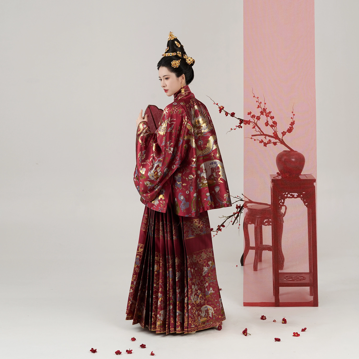 织造司 [永永其祥] 华彩东方秀款方领袄子对襟衫马面裙红色订婚服敬酒服汉服 女款
