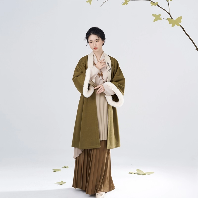 浮蝶织造司原创宋制汉服绣花长干寺飞机袖改良汉元素合围裙褶裙女