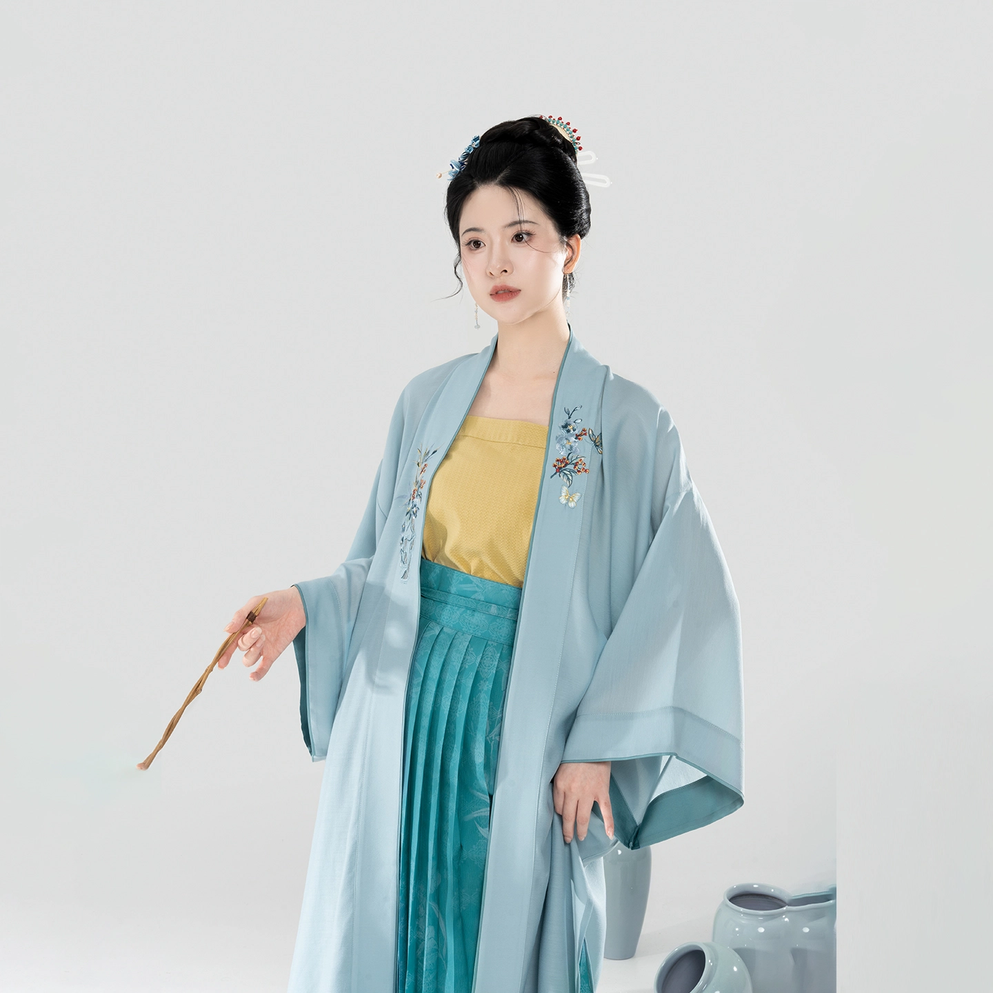 织造司 冰心壶日常宋制轻褙子宋抹吊带一片式半身百褶裙汉服 女款