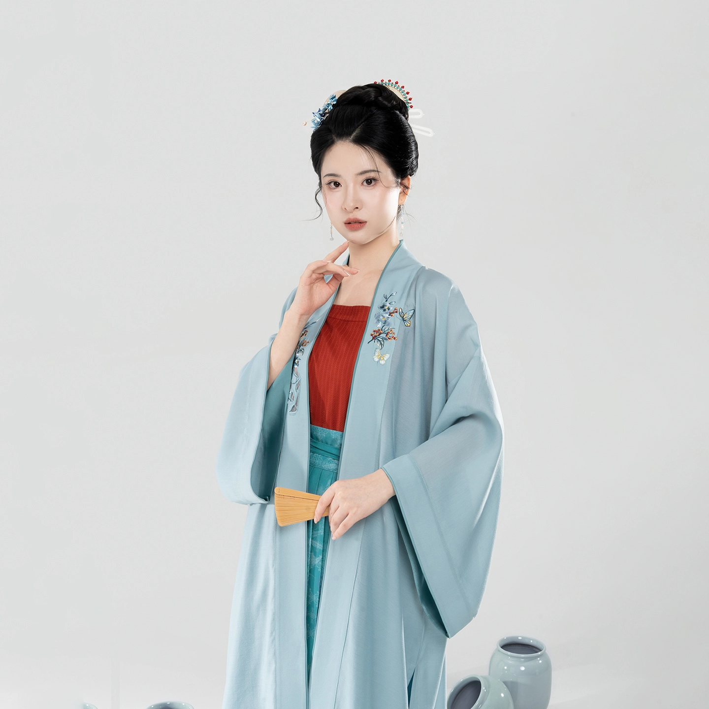 织造司 冰心壶日常宋制轻褙子宋抹吊带一片式半身百褶裙汉服 女款