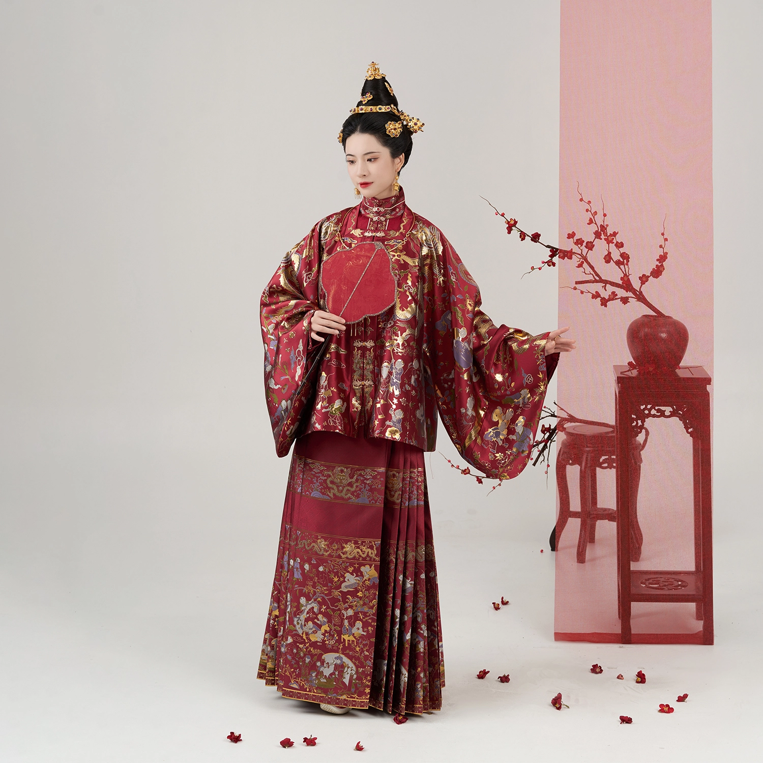 织造司 [永永其祥] 华彩东方秀款方领袄子对襟衫马面裙红色订婚服敬酒服汉服 女款