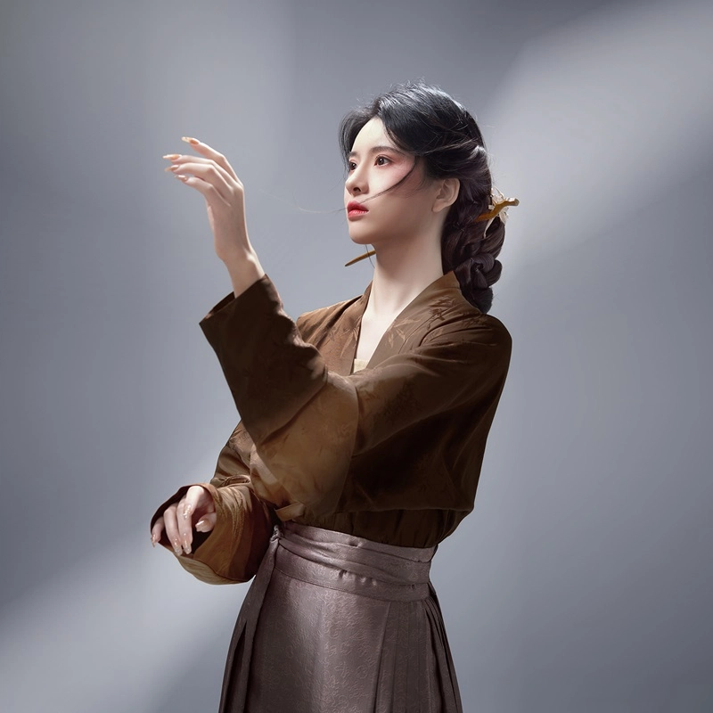 织造司 原创明制女装汉服 女款 忘空山暗纹提花飞机袖吊带仿妆花马面裙女套装