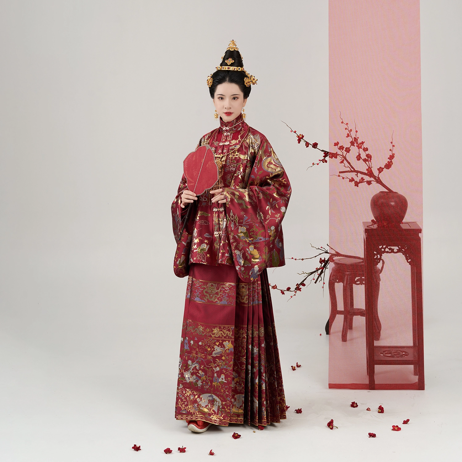 织造司 [永永其祥] 华彩东方秀款方领袄子对襟衫马面裙红色订婚服敬酒服汉服 女款