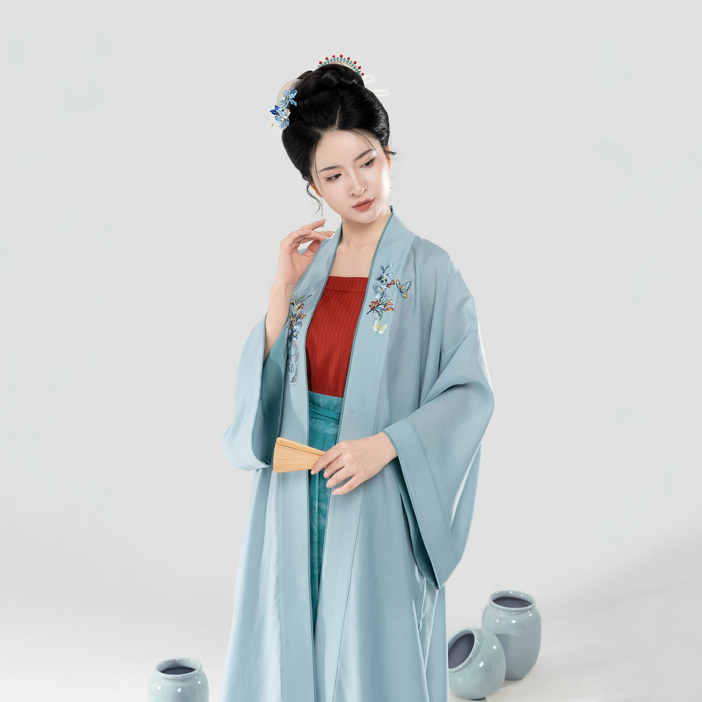 织造司 冰心壶日常宋制轻褙子宋抹吊带一片式半身百褶裙汉服 女款